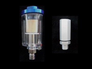 A clear image showing a compact air filter or water-oil separator