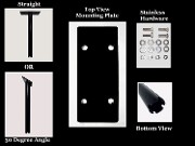 An image showing various components of a mounting system, likely for a flagpole or similar structure